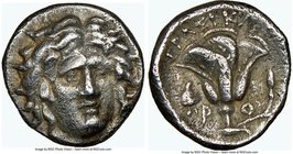 CARIAN ISLANDS. Rhodes. Ca. 275-230 BC. AR hemidrachm (11mm, 12h). NGC Choice VF, scuff. Ca. 275-250 BC, Erasicles, magistrate. Head of Helios facing,...