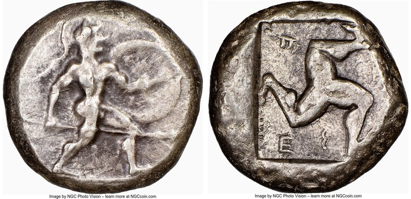 PAMPHYLIA. Aspendus. Ca. mid-5th century BC. AR stater (19mm, 7h). NGC VF. Helme...