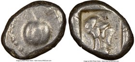 PAMPHYLIA. Side. Ca. 5th century BC. AR stater (21mm, 1h). NGC VF. Ca. 430-400 BC. Pomegranate; guilloche beaded border / Head of Athena right, wearin...