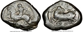 CILICIA. Celenderis. Ca. 425-350 BC. AR stater (23mm, 11h). NGC VF, edge cuts. Persic standard, ca. 425-400 BC. Youthful nude male rider, holding rein...