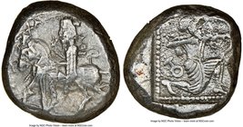 CILICIA. Tarsus. Ca. late 5th century BC. AR stater (19mm, 11h). NGC Choice VF. Satrap on horseback riding left, reins in left hand, lotus upward in r...