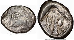 CYPRUS. Uncertain mint. Ca. early 5th century BC. AR stater (22mm, 10.89 gm, 11h). NGC XF 3/5 - 4/5. Ram walking left; ankh superimposed above, RA (Cy...