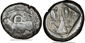 CYPRUS. Uncertain mint. Ca. early 5th century BC. AR stater (21mm, 2h). NGC VF. Ram walking left; ankh superimposed above, RA (Cypriot) below / Laurel...