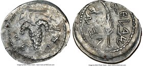 JUDAEA. Bar Kokhba Revolt (AD 132-135). AR zuz (20mm, 3.04 gm, 6h). NGC Choice AU 4/5 - 4/5. Dated Year 2 (AD 133/4). Simon (Paleo-Hebrew), bunch of g...