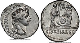 Augustus (27 BC-AD 14). AR denarius (19mm, 3.82 gm, 2h). NGC Choice AU 3/5 - 4/5. Lugdunum, 2 BC-AD 4. CAESAR AVGVSTVS-DIVI F PATER PATRIAE, laureate ...