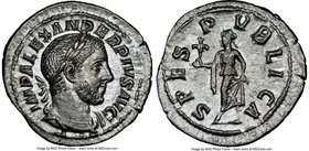 Severus Alexander (AD 222-235). AR denarius (21mm, 3.26 gm, 7h). NGC MS 5/5 - 3/5. Rome, AD 231-235. IMP ALEXANDER PIVS AVG, laureate, draped bust of ...