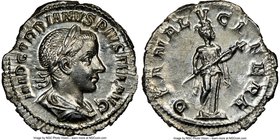 Gordian III (AD 238-244). AR denarius (20mm, 2.88 gm, 12h). NGC MS 5/5 - 4/5. Rome, summer AD 241. IMP GORDIANVS PIVS FEL AVG, laureate, draped and cu...