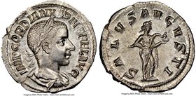 Gordian III (AD 238-244). AR denarius (20mm, 6h). NGC Choice AU. Rome, summer AD 241. IMP GORDIANVS PIVS FEL AVG, laureate, draped and cuirassed bust ...