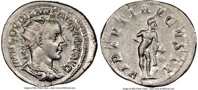 Gordian III (AD 238-244). AR antoninianus (23mm, 11h). NGC Choice AU. Rome, 4th issue, AD 241-243. IMP GORDIANVS PIVS FEL AVG, radiate, draped and cui...