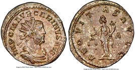 Carinus, as Augustus (AD 283-285). BI antoninianus (22mm, 12h). NGC AU. Lugdunum, 1st officina. IMP C M AVR CARINVS AVG, radiate, draped and cuirassed...