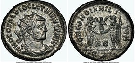 Diocletian (AD 284-305). BI antoninianus (22mm, 3.98 gm, 6h). NGC MS 5/5 - 4/5, Silvering. Heraclea, 2nd officina, AD 292. IMP C C VAL DIOCLETIANVS P ...
