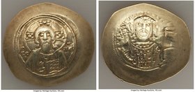 Michael VII Ducas (AD 1071-1078). AV/EL histamenon nomisma scyphate (30mm, 4.37 gm, 6h). Fine, graffito. Constantinople. Bust of Christ facing, wearin...