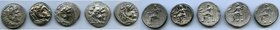 ANCIENT LOTS. Greek. Macedonian Kingdom. Ca. 336-323 BC. Lot of five (5) AR tetradrachms. About VF-Choice VF. Includes: (5) Alexander III the Great (3...