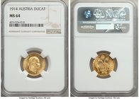 Franz Joseph I gold Ducat 1914 MS64 NGC, KM2267. AGW 0.1107 oz.

HID09801242017