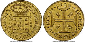 João V gold 4000 Reis 1725-R AU58 NGC, Rio de Janeiro mint, KM102. From the Santa Cruz Collection

HID09801242017