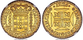 João V gold 10000 Reis 1726-M AU Details (Mount Removed) NGC, Minas Gerais mint, KM116, Fr-34, LMB-246. Despite the details designation, this impressi...