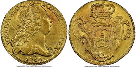 Jose I gold 6400 Reis 1763-R AU50 NGC, Rio de Janeiro mint, KM172.2. From the Santa Cruz Collection

HID09801242017