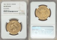 Pedro II gold 20000 Reis 1861 AU Details (Cleaned) NGC, KM468.

HID09801242017