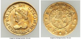 Republic gold Peso 1826 BOGOTA-JF AU (Scratched), Bogota mint, KM84. Obverse russet toning.

HID09801242017