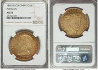 Nueva Granada gold 16 Pesos 1846 POPAYAN-UE AU55 NGC, Popayan mint, KM94.2. AGW 0.7595 oz.

HID09801242017