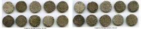 Principality of Antioch 10-Piece Lot of Uncertified Bohemond Era "Helmet" Deniers ND (1163-1201) VF, 18mm. 0.93 average weight. Sold as is, no returns...