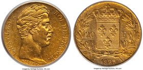 Charles X gold 20 Francs 1828-A AU55 PCGS, Paris mint, KM726.1. A piece possessing an incredible orange hue, creating a unique appeal that is difficul...