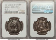 George II silver Coronation Medal 1727 AU55 NGC, Eimer-510, MI-479/4. By J. Croker. GEORGIVS II D G MAG BR FR ET HIB REX Laureate, draped, and armored...