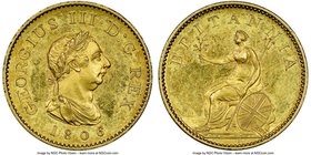 George III gilt-copper Proof Pattern Farthing 1806-SOHO PR62 NGC, Soho mint, Peck-1387, S-3782. George III right with shorter hair, laureate. and drap...