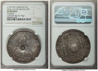 George III Counterstamped Bank Dollar ND (1797-1799) VF Details (Tooled) NGC, KM626. Type I oval counterstamp on Bolivia 1791 PTS-PR 8 Reales KM73.1. ...