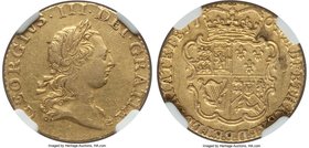 George III gold 1/2 Guinea 1764 AU Details (Bent) NGC, KM599, S-3732. An attractive 18th century gold issue with significant detail in the devices. Th...