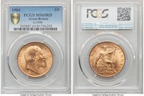 Edward VII Penny 1904 MS65 Red PCGS, KM794.2, S-3990. Lowest mintage date of this short series. Red with full mint bloom. 

HID09801242017