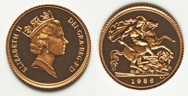 Elizabeth II 3-Piece Uncertified gold Proof Sovereign Set 1986, KM-PS50. Includes the 1/2 Sovereign through the 2 Pounds. Each coin encapsulated indiv...