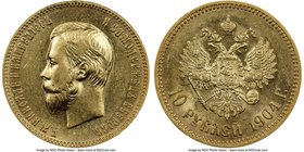 Nicholas II gold 10 Roubles 1904-AP AU58 NGC, St. Petersburg mint, KM-Y64. AGW 0.2489 oz. 

HID09801242017