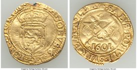James VI (1567-1625) gold 1/2 Sword & Sceptre 1601 AU (Ex-jewelry) Edinburgh mint, Eighth coinage, KM19, S-5462.

HID09801242017