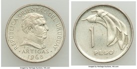 Republic Proof Pattern 5-Piece Uncertified Multiple Peso Set 1968-So, 1) copper-nickel Peso, KM-Pn78 (Issued for nickel-brass KM49). 17.0mm. 2.66gm. M...