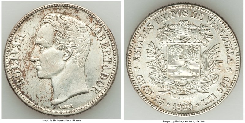 Republic Pair of Uncertified 5 Bolivares, 1) 5 Bolivares 1929-(p) - AU, KM-Y24.2...