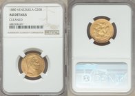 Republic gold 20 Bolivares 1880 AU Details (Cleaned) NGC, Brussels mint, KM-Y32. AGW 0.1867

HID09801242017