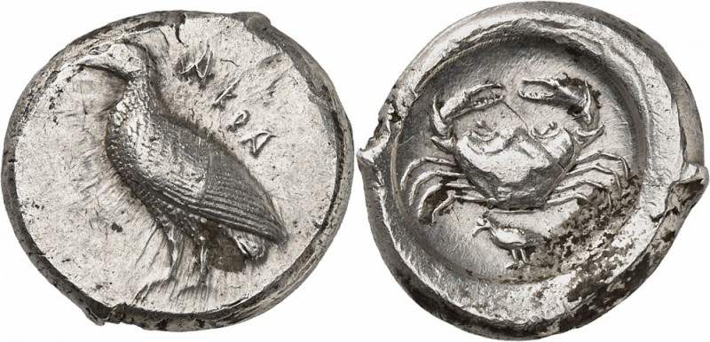 GRÈCE. Sicile, Agrigente (495-480 av. JC). Didrachme. Av. Aigle debout à gauche....