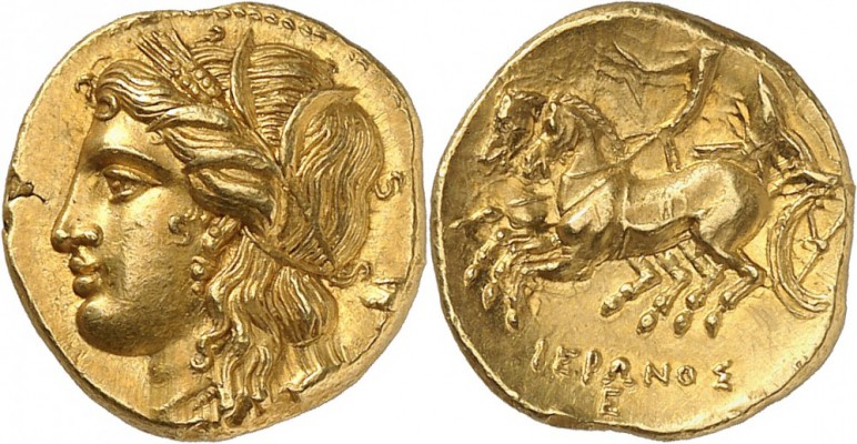GRÈCE. Sicile, Syracuse, Hiéron II (274-216 av. J.C). Décadrachme de 60 litrae d...