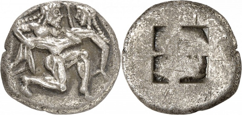 GRÈCE. Thrace, Thasos (550-463 av. J.C). Statère de style archaïque. Av. Satyre ...