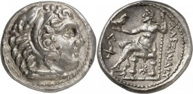 GRÈCE. Royaume de Macédoine, Alexandre le Grand (336-323 av. J.C). Tétradrachme, Amphipolis. Av. Tête d'Héraclès à droite, coiffée d'une dépouille de ...