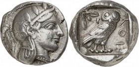 GRÈCE. Attique, Athènes (454-404 av. J.C). Tétradrachme. Av. Tête d’Athéna à droite. Rv. Chouette debout à droite, regardant de face. SNG Cop. 33-40. ...