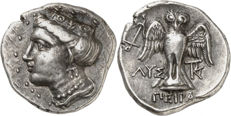 GRÈCE. Royaume du Pont, Amisos (400-350 av. J.C). Drachme. Av. Tête d’Héra couro...