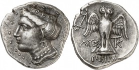 GRÈCE. Royaume du Pont, Amisos (400-350 av. J.C). Drachme. Av. Tête d’Héra couronnée à gauche. Rv. Chouette debout de face, les ailes déployées. SNG v...