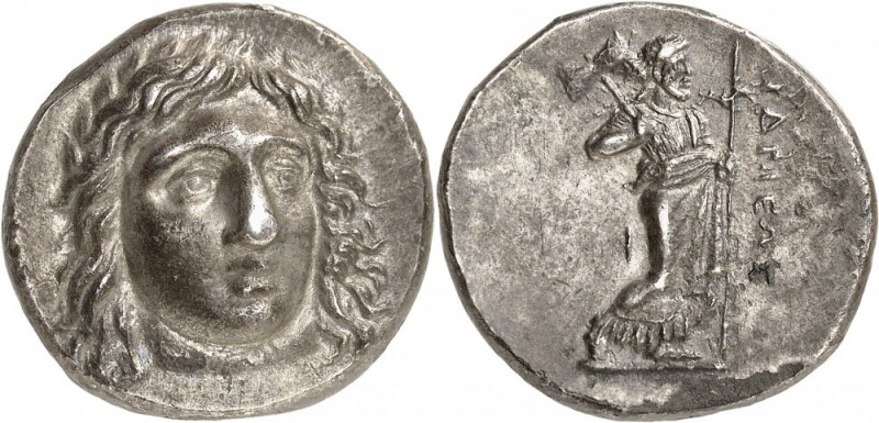 GRÈCE. Carie, Hidrieus (351-344 av. J.C). Tétradrachme. Av. Tête d’Apollon de tr...