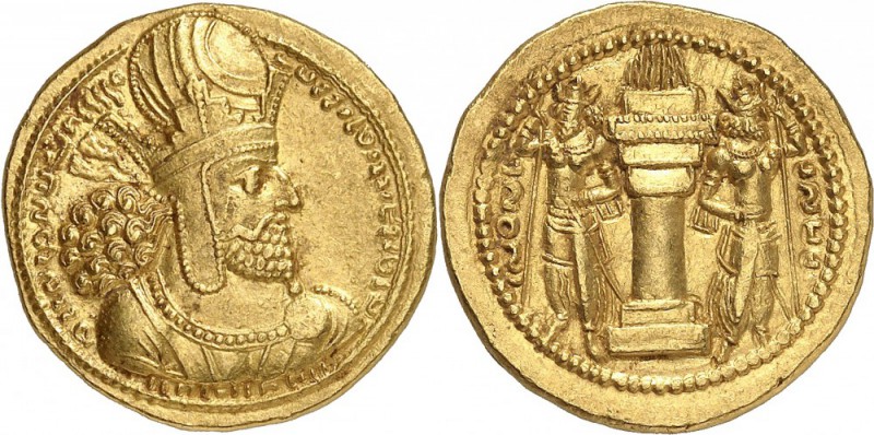 GRÈCE. Royaume Sassanide, Sapor Ier (240-270). Dinar, Ctésiphon. Av. Buste de Sa...