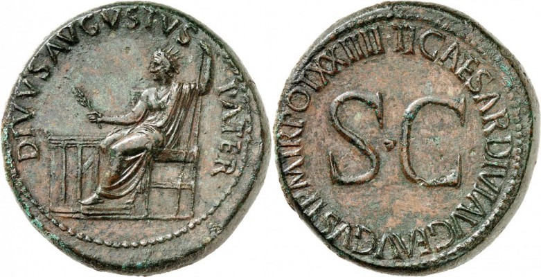 EMPIRE ROMAIN. Tibère (14-37). Sesterce 22-23, Rome, frappé au nom de « Divus Au...