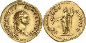 EMPIRE ROMAIN. Domitien (81-96). Aureus 74-75, Rome. Av. Buste lauré à droite. Rv. Cérès debout à gauche, tenant des épis de blé dans sa main droite. ...