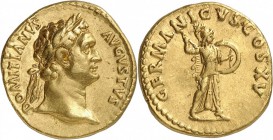 EMPIRE ROMAIN. Domitien (81-96). Aureus 90-91, Rome. Av. Buste lauré à droite. Rv. Minerve à droite. Cal. 842. 7,33 grs. Rare, beau portrait expressif...