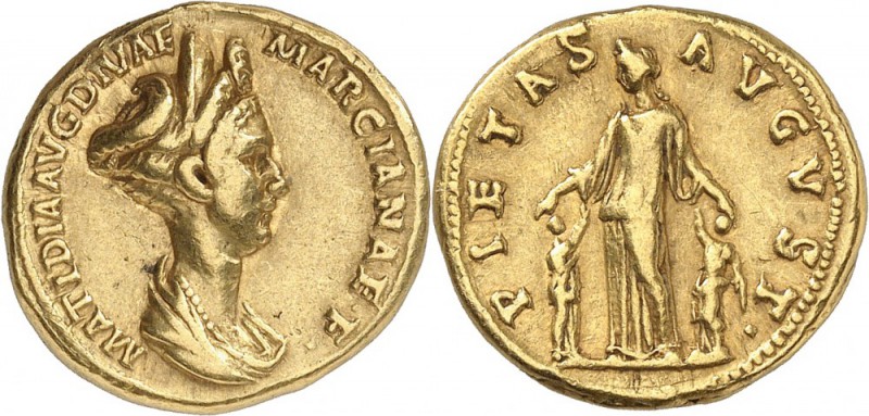 EMPIRE ROMAIN. Matidia, nièce de Trajan (98-117). Aureus, Rome. Av. Buste drapé ...